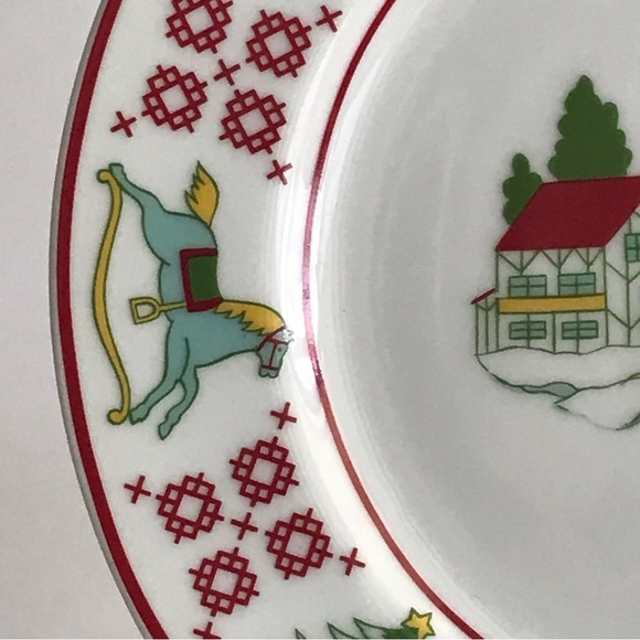 Set of 4 “Christmas Sampler” Appetizer/Salad 7.5" Plates By SAKS FIFTH AVE - VTG - Picture 9 of 16